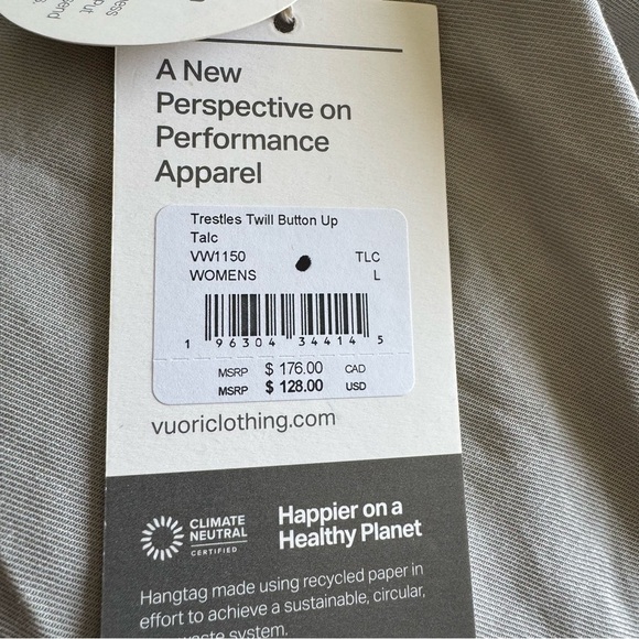 NWT Vuori Trestles Twill Button-Up Shirt Top size Large - Picture 15 of 16